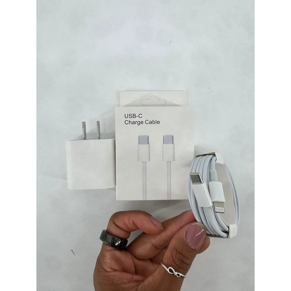 20W USB-C Power Adapter and 1m USB-C Charge Cable Bundle White
